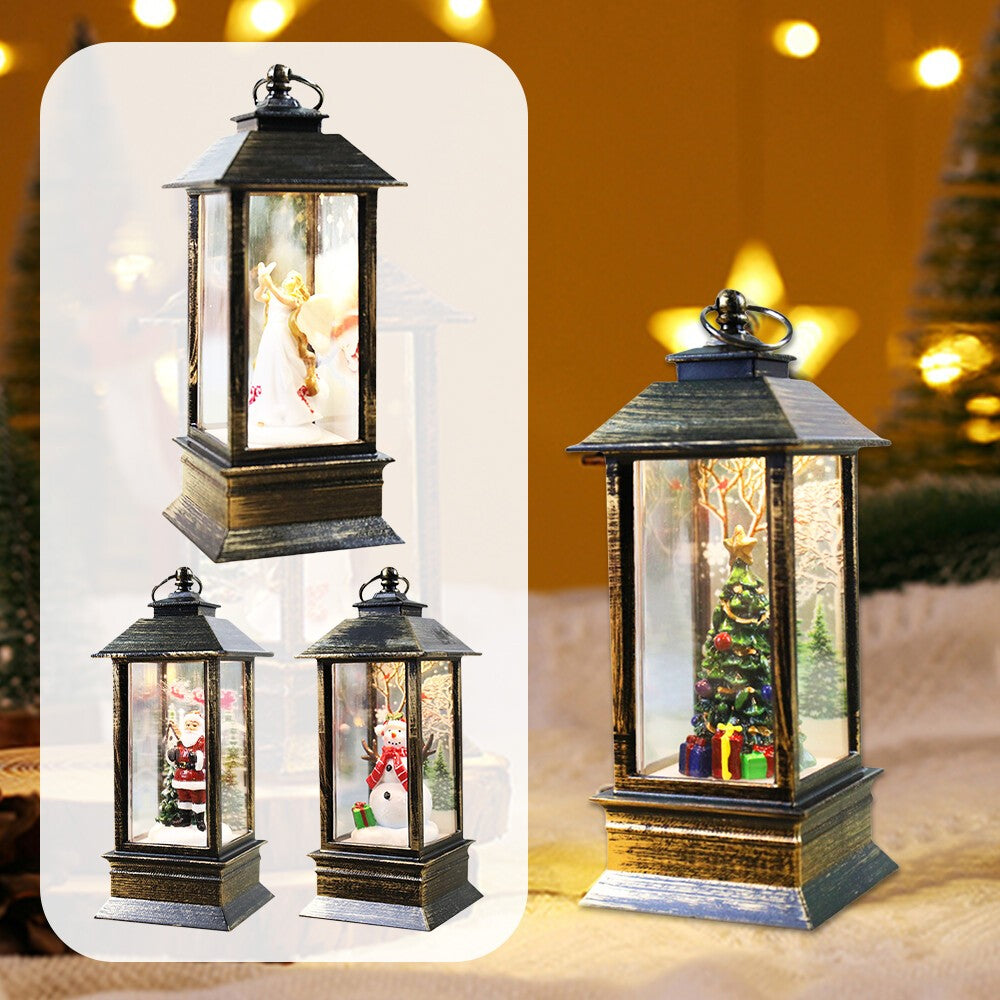 Christmas Snow Globe Lantern LED Light Santa Hanging Night Lamp UK