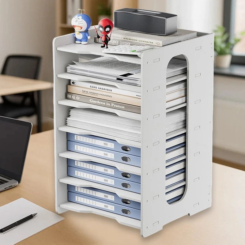 5/7Tier Desktop File Holder A4 Paper Storage Tray Office Document Sort Organizer