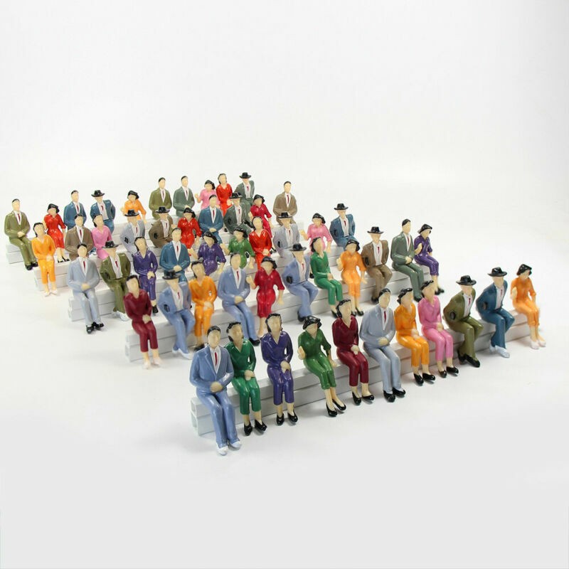 50pcs Model Train G scale Sitting Figures 1:25 Painted Seated People 7 Poses