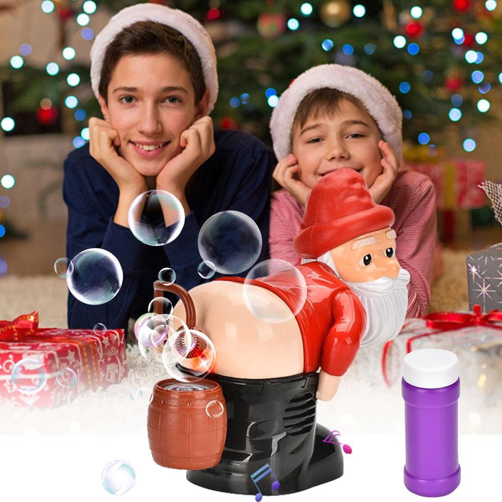 Christmas Bubble Blowing Machine From Santa Claus Butt Funny Props Xmas