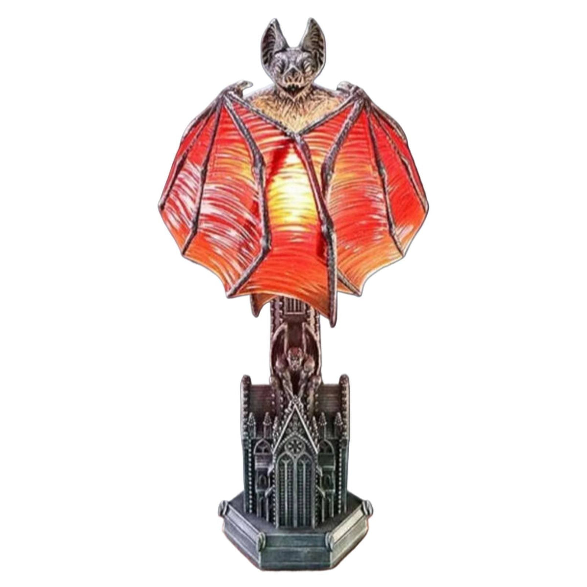 Gothic Bat Wing Night Light, Red Glow LED Lamp Halloween Cathedral Home Decor