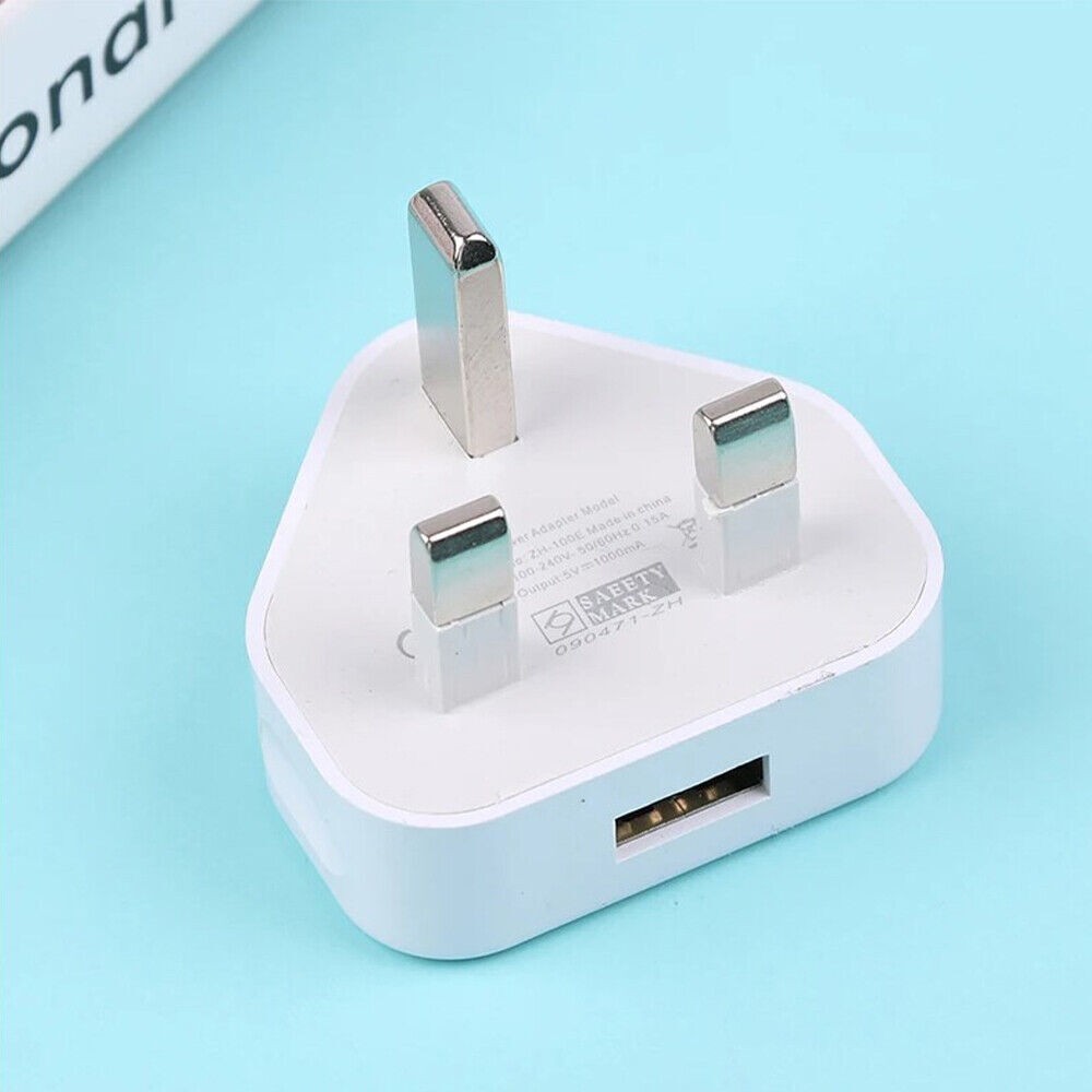 6 Pack UK USB Wall Charger 3 Pin Plug Mains Adapter For Phones, Tablets Power-