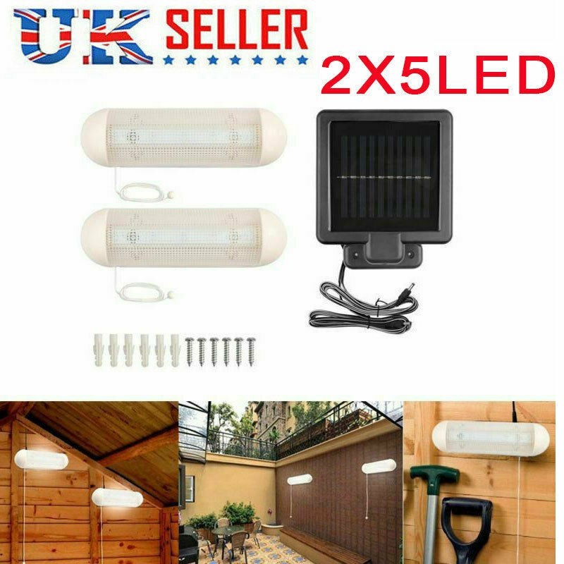 2x Solar Power LED Light Rechargeable Garage Shed Light Garden Indoor Outdoor UK
