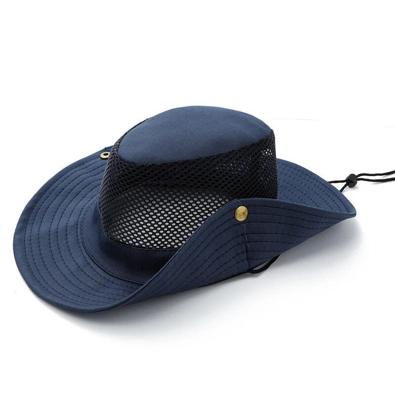 Men's Sun Cap Mesh Breathable Sun Hat Large Brim Outdoor Visors Fisherman Hats
