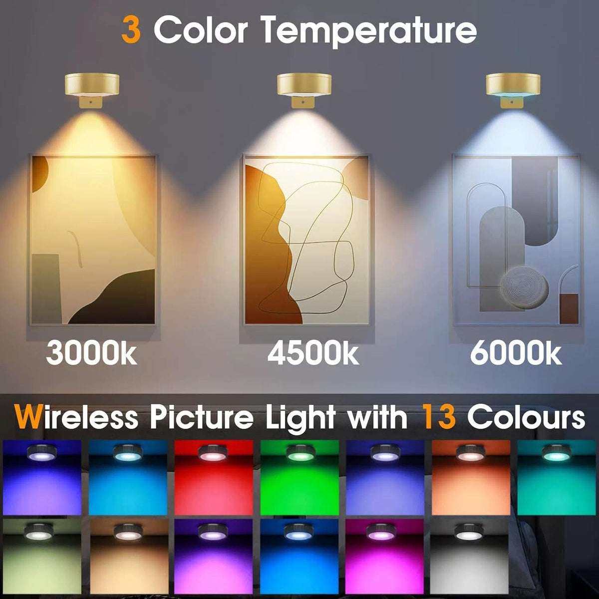 3 Pack Dimmable RGB Battery Operated Wall Frame Art Picture Display Lights