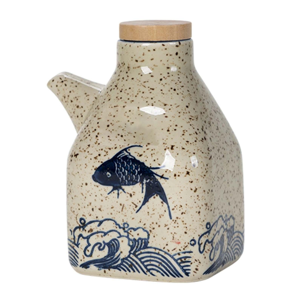 Large Oil Bottle Ceramic for Cooking and Barbecue Pourer Soy Sauce Dispenser