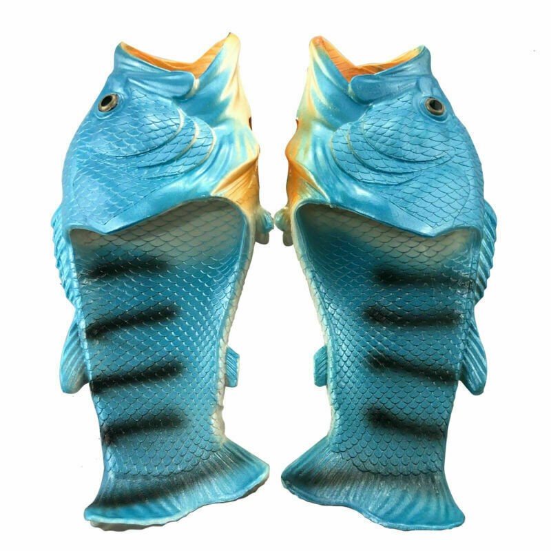 Unisex Funny Fish Shower Slippers Sandals Holiday Beach Flip Flops Slides Shoes