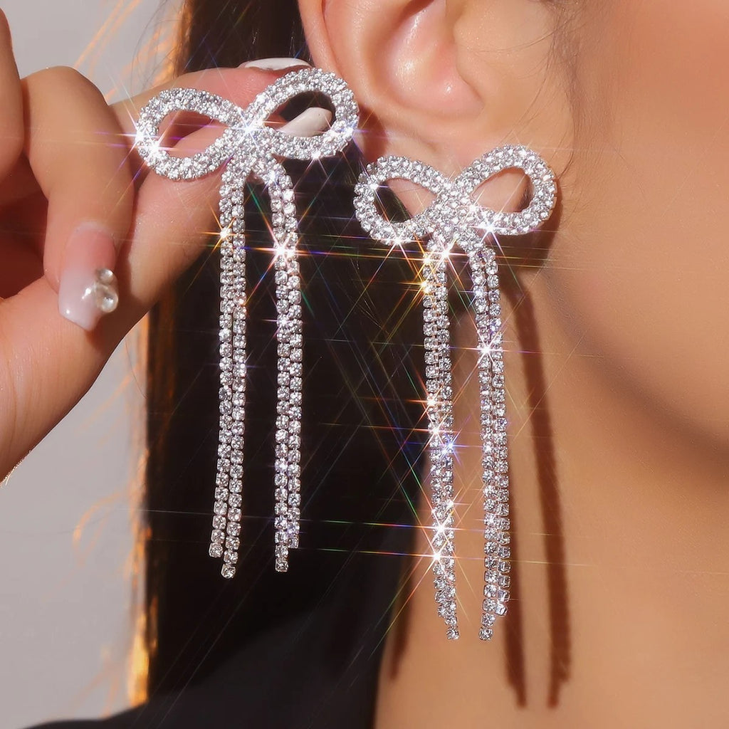 Luxury Rhinestone Crystal Triangle Earrings for Women Bridal Dangling Earrings
