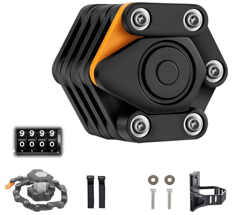 Titanguard Pro Bike Lock Titan Guard Foldable Chain Lock Heavy 4 Digit Code