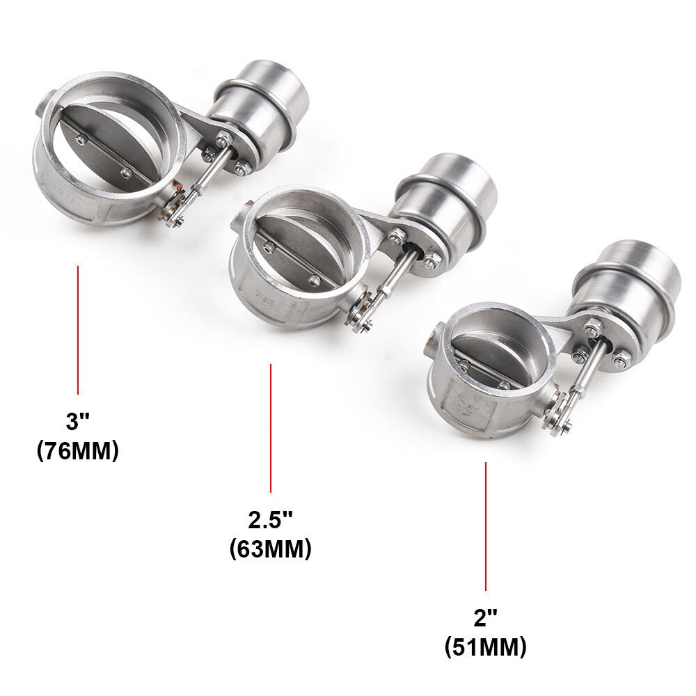 Exhaust Control Valve Set Vacuum Actuator OPEN Style Pipe Downpipe 2.5" 63mm