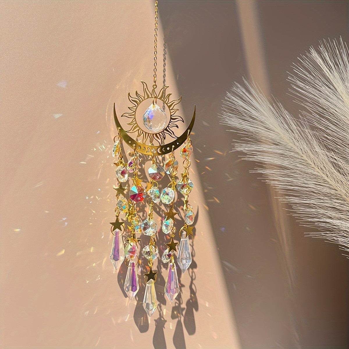 Suncatchers Hanging Wind Chime Style Garden Rainbow Maker Gold Plated Suncatcher