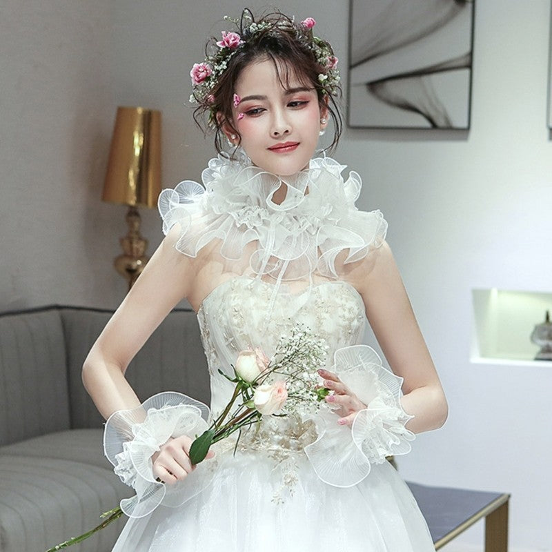 Cosplay Maid Elastic Decorative Cuffs Detachable Cuffs with Bowknot for Girls