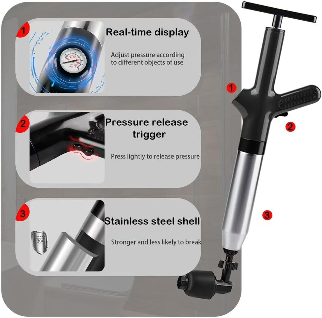 High Pressure Drain Blaster Air Plunger Powerful Toilet Blockage Unblocker