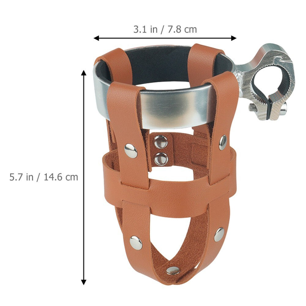 Water Bottle Bike Cup Holder Handlebar Cruiser Leather Rack new
