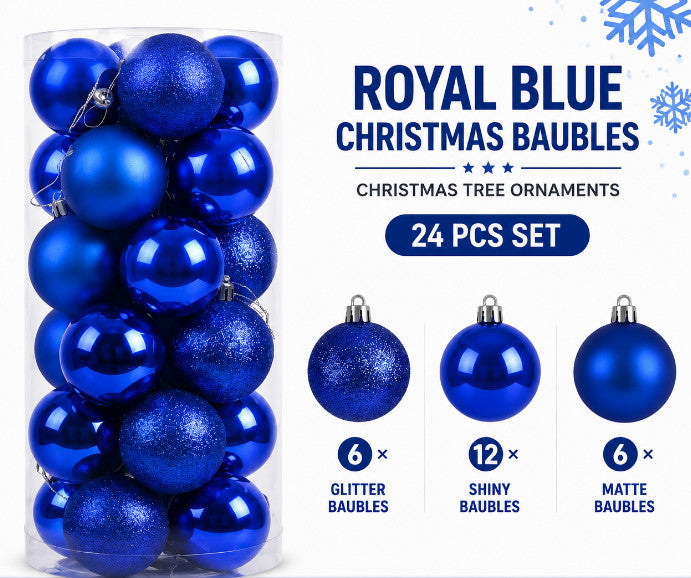 24Pcs 6cm New Christmas Tree Ball, Holiday Party Home Bauble Home Party Hanging