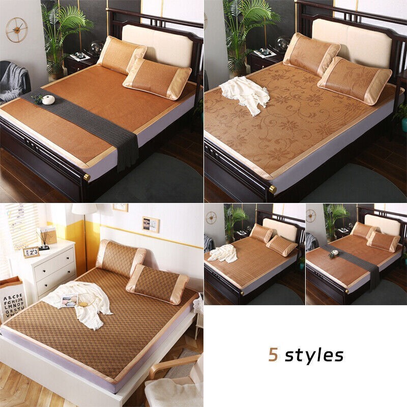 Summer Sleeping Mat 1set For Bed Rattan Foldable Nature Bamboo Cool Bed Mat Pad