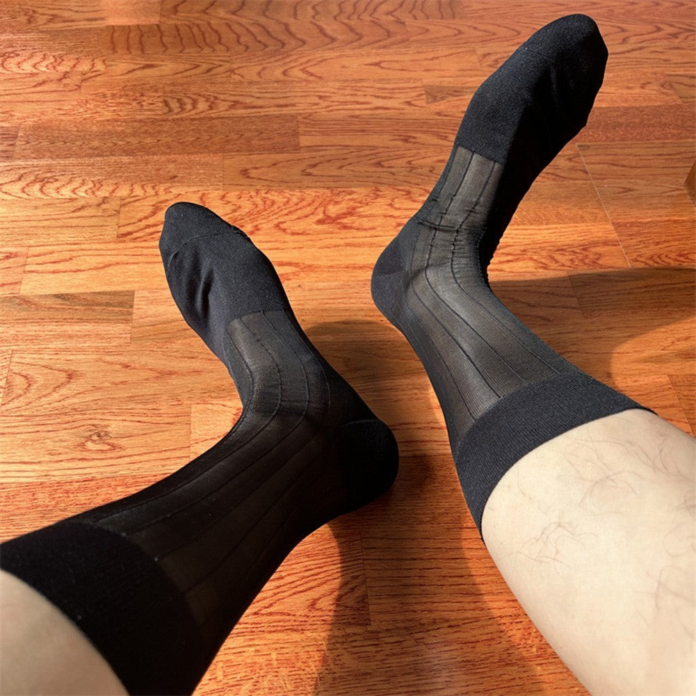 Men's Ultra Thin Sheer Socks 80% Polyamide 20% Spandex for Formal Dress Wear