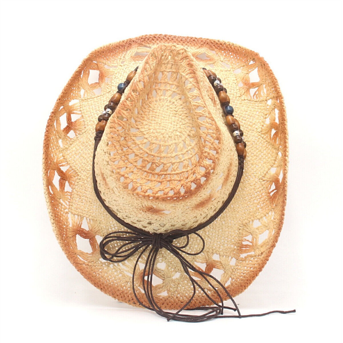 Mens Womens Straw Cowboy Hat Summer Sun Ladies Panama Natural Hats UK