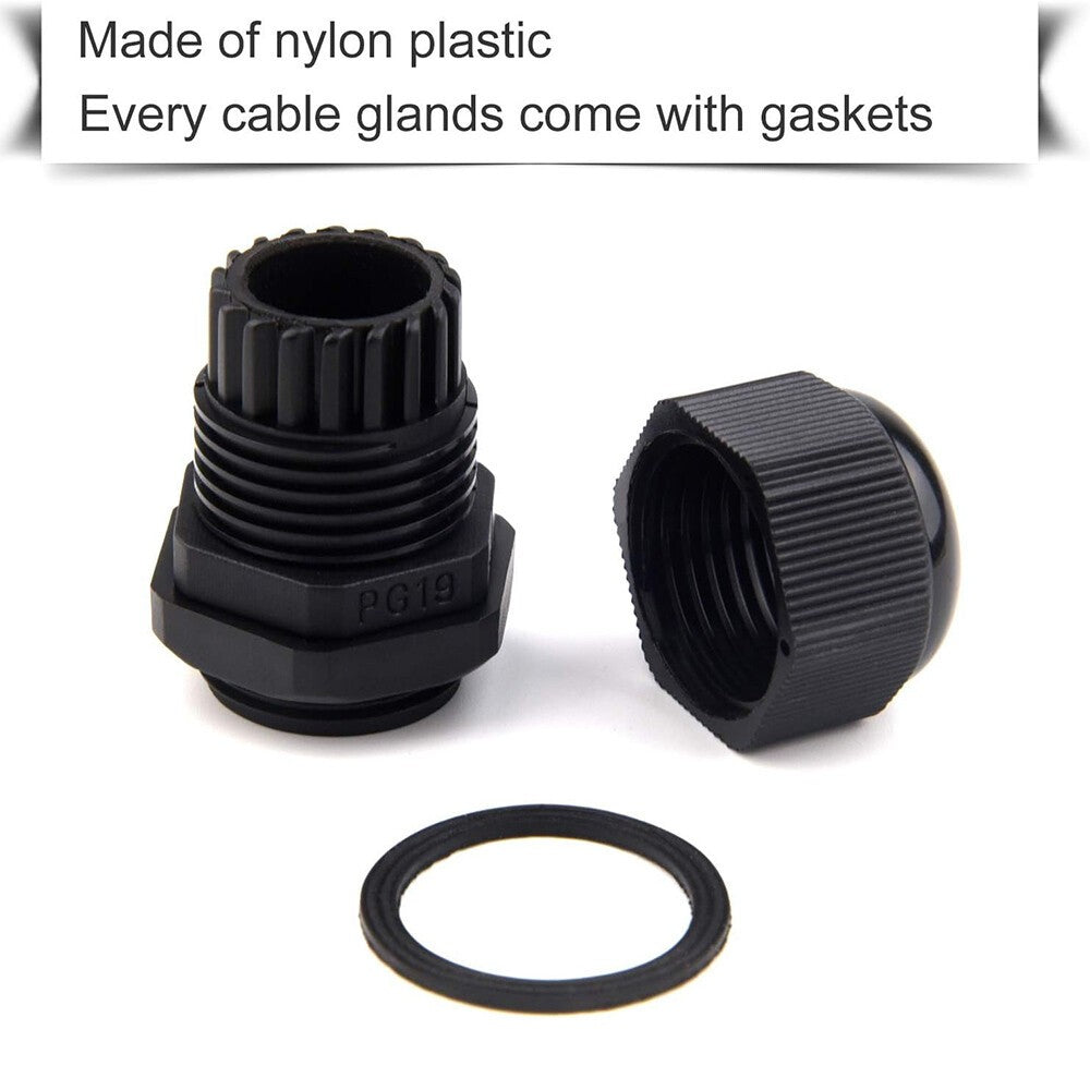 50Pcs Waterproof Nylon Cable Gland Kit IP68 Joints Adjustable Locknut Tool Set