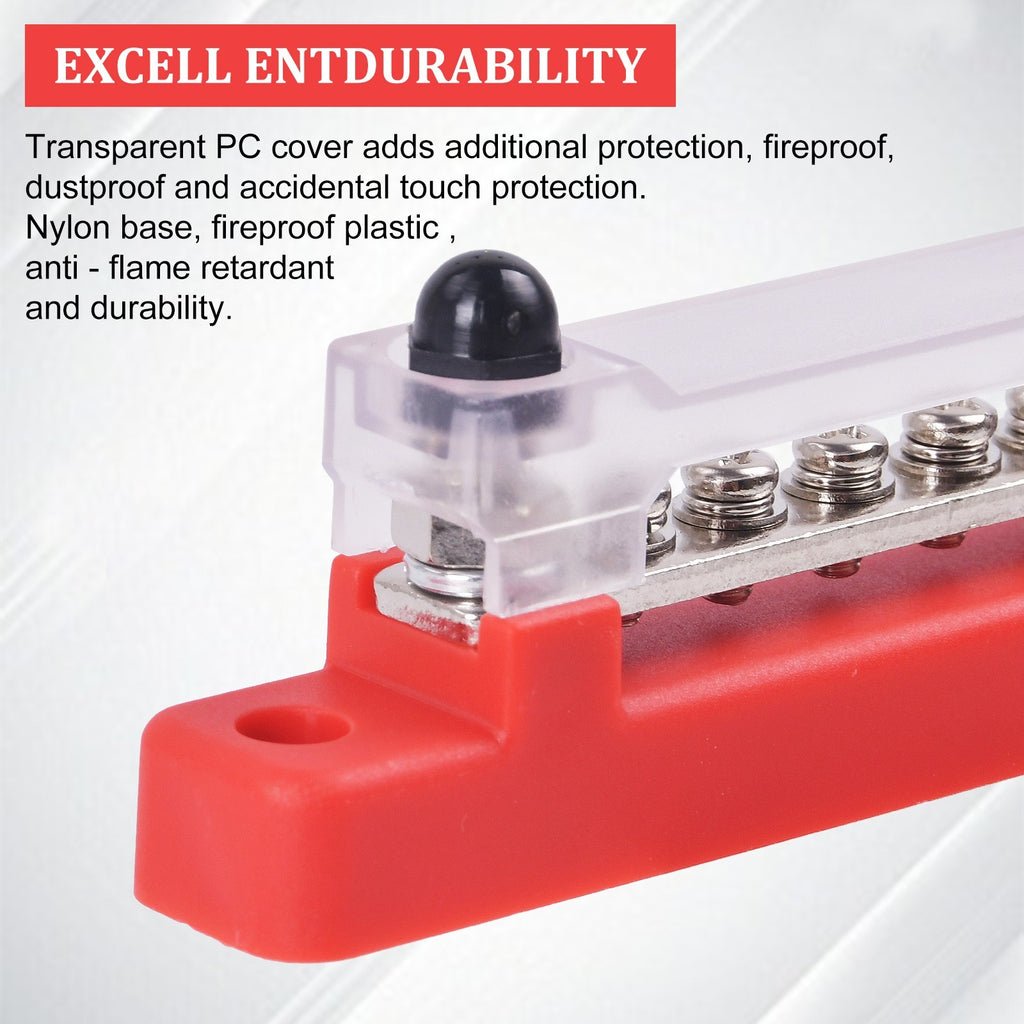 2Pcs 12V 150A Busbar 6 Way Red+Black Bus Bar Power Distribution Terminal Block