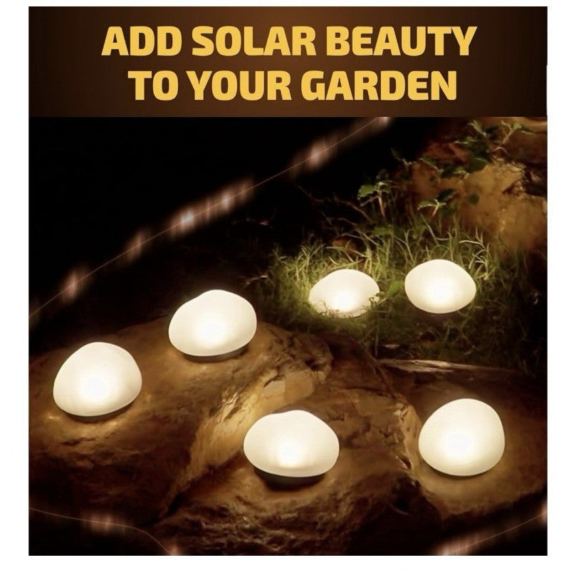 Solar 4LED Pebbles Lights Outdoor Waterproof - Solar Rocks Garden Stone Light1pc