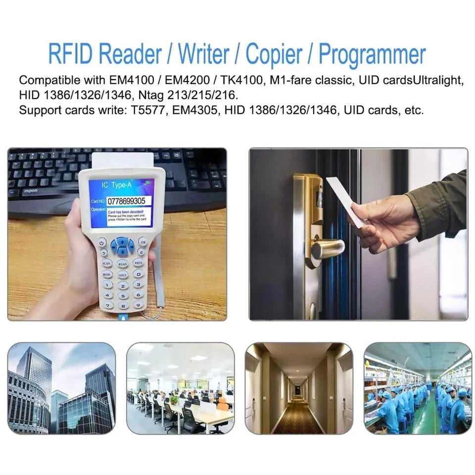 New 10 Frequency RFID/NFC Smart Card Reader Elevator Writer Copier IC ID Sensor