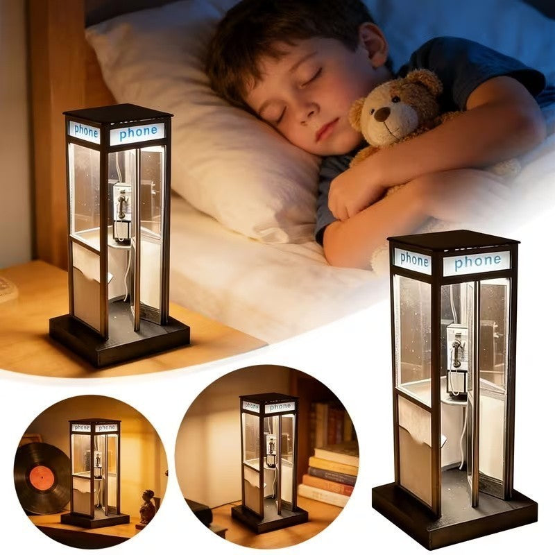 Retro Vintage Tall Phonebooth Lamp, Night Lamp Telephone Booth, LED Desk Lamp