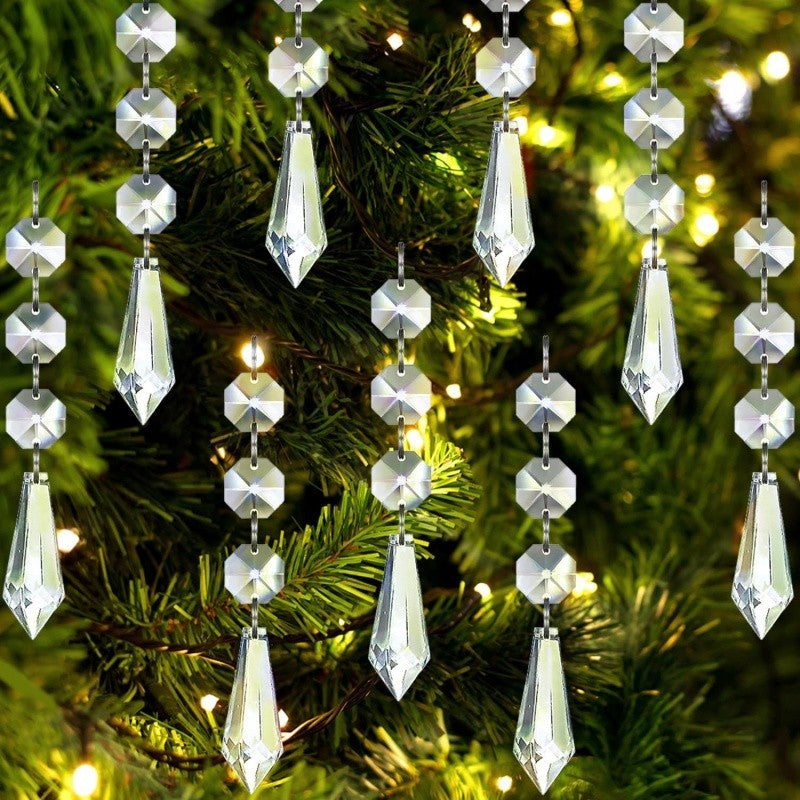 30x Snowflake Crystal Christmas Ornaments Hanging Pendants Xmas Tree Decorations