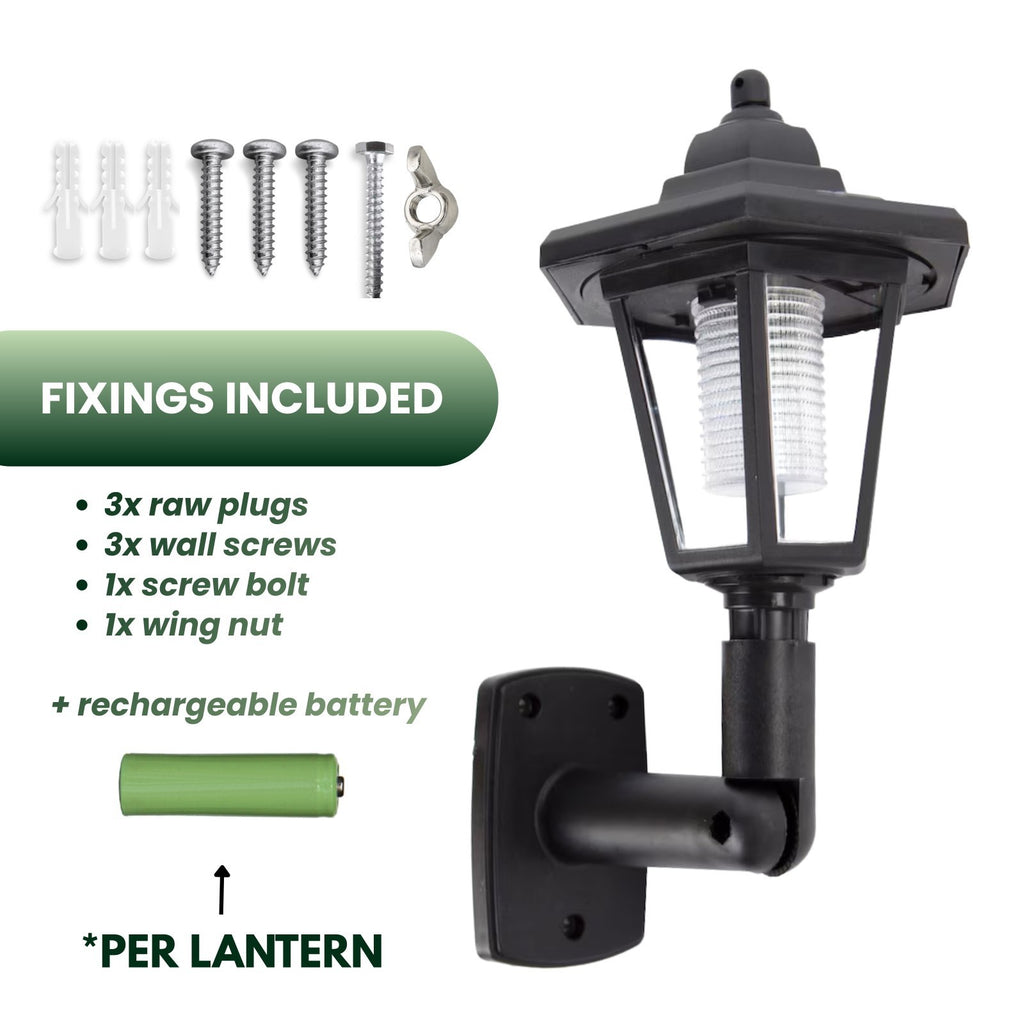 Set of 2 Solar Outdoor Wall Lights Victorian IP65 Solar Garden Lanterns