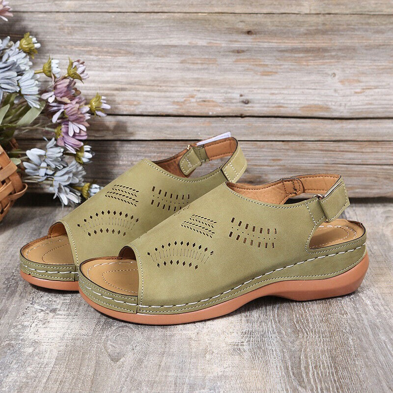 Womens Ladies Casual Comfy Sandals Low Wedge Shoes Mules Flat Flip Flops UK
