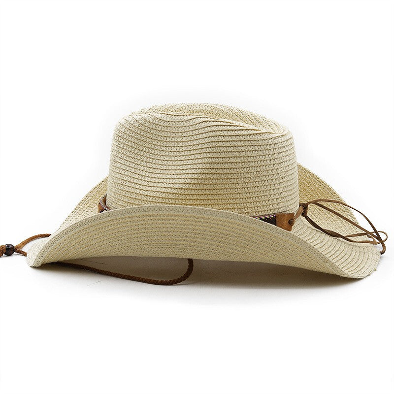 Women Mens Straw Western Cowboy Hat Outdoor Wide Brim Sun Protection Hat New uk