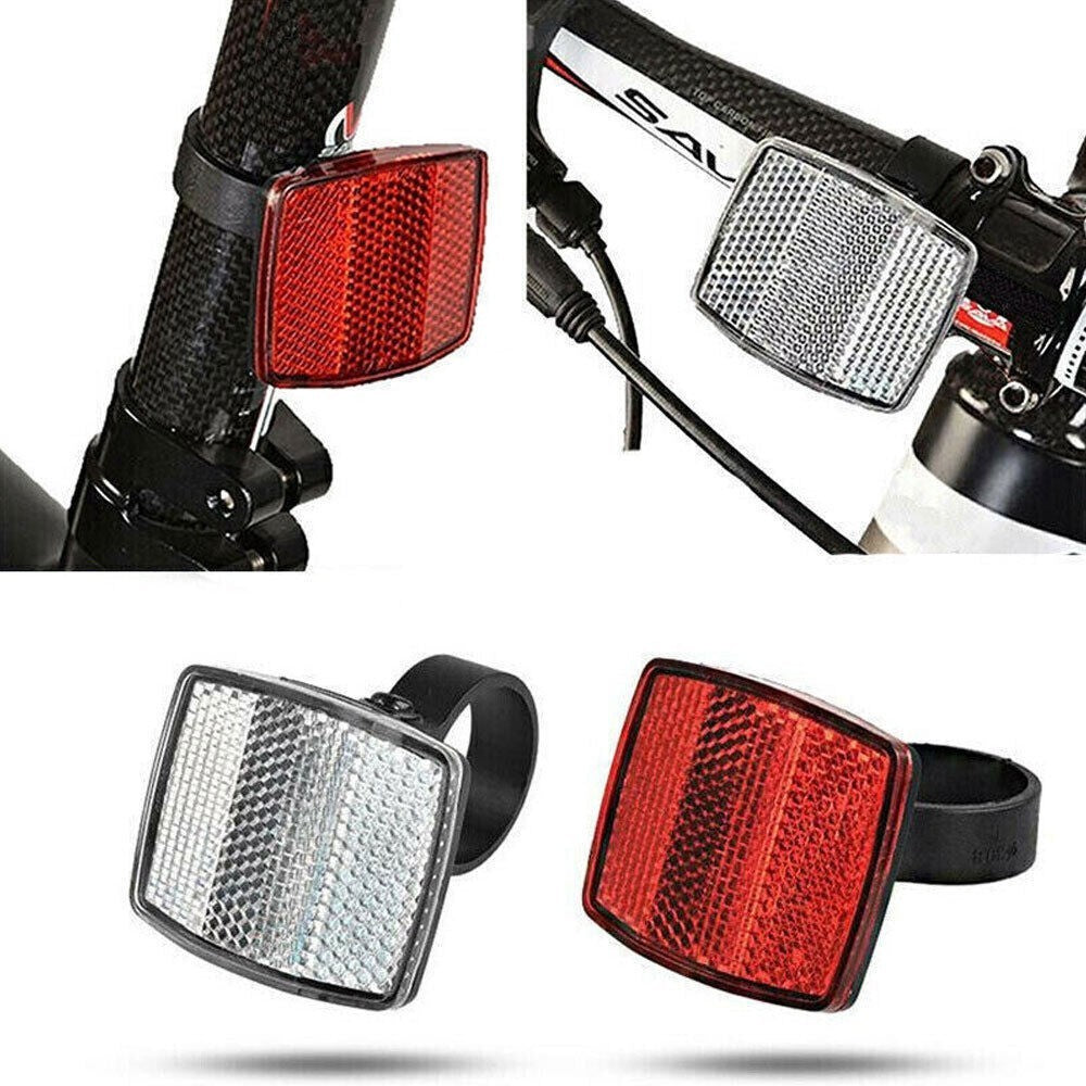 Bicycle Reflector Set Red Rear White Front Frame Handlebars Bikes & Cycles