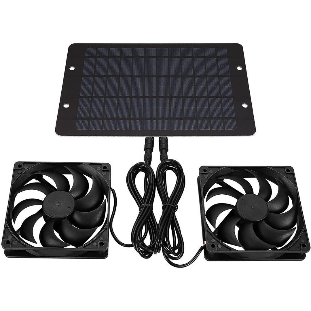 Ventilation Fans 12V 10W Solar Powered Panel Fan for Greenhouse Camping Sheds UK