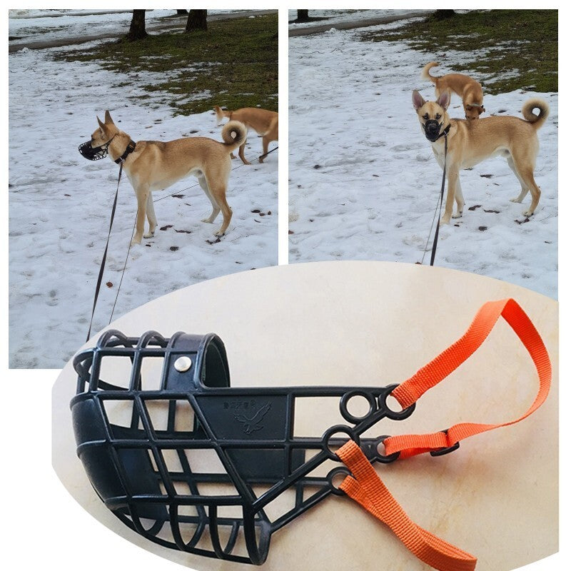 Adjustable Dog Muzzle Plastic Mask Anti-Barking Bite Mouth Cover Basket Muzzles