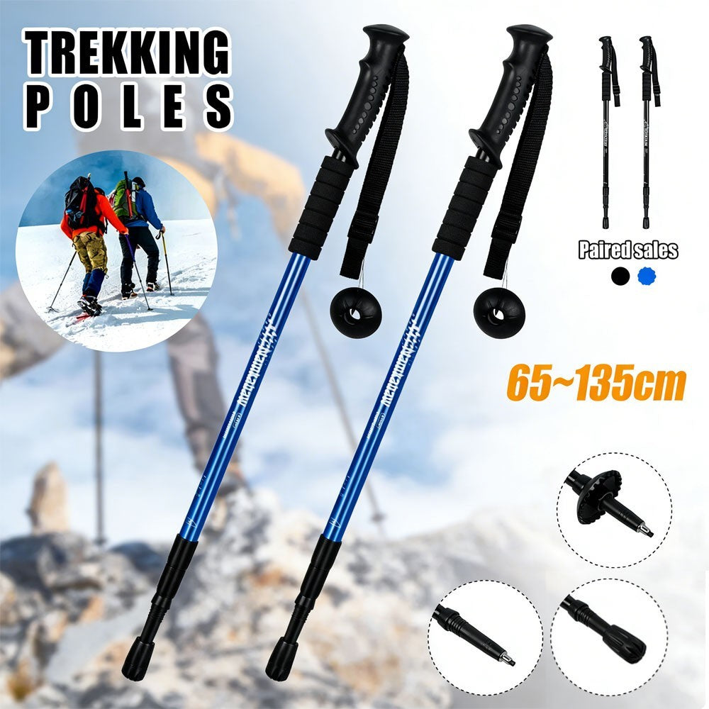 1Pair Telescopic Walking Hiking Trekking Poles Sticks 3-Section Unisex Antishock