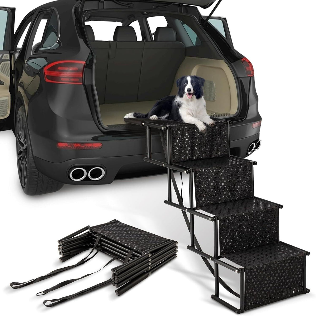 Portable Foldable Pet Dog Ramp Car Boot Access Steps Ladder Stairs Lightweight
