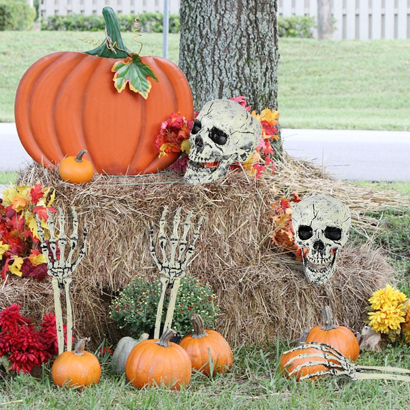 GROUND BREAKING SKELETON PROP LED EYES HALLOWEEN PARTY GARDEN DECORATION BONES