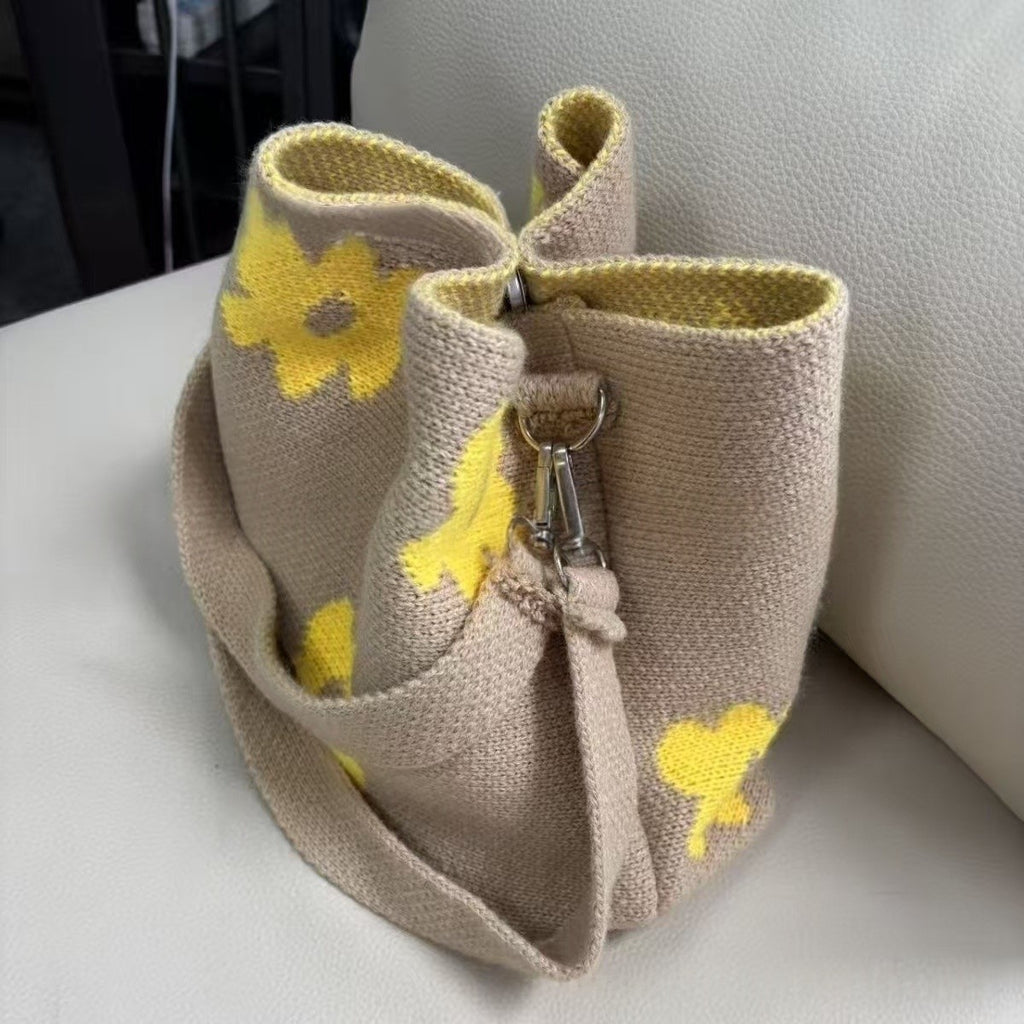 Handmade Crochet Flower Tote Bag Women Boho Floral Shoulder Beach Bag UK