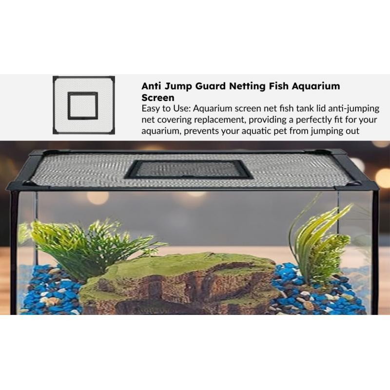 Fish Tank Lid Self Assembly Anti Jump Net Cover Magnetic Black Aquarium Hood