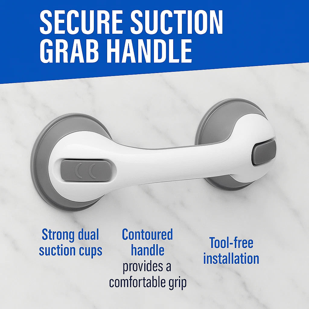 2 Pack Bathroom Suction Grab Rail Bar Handle Disability Shower Safety Support