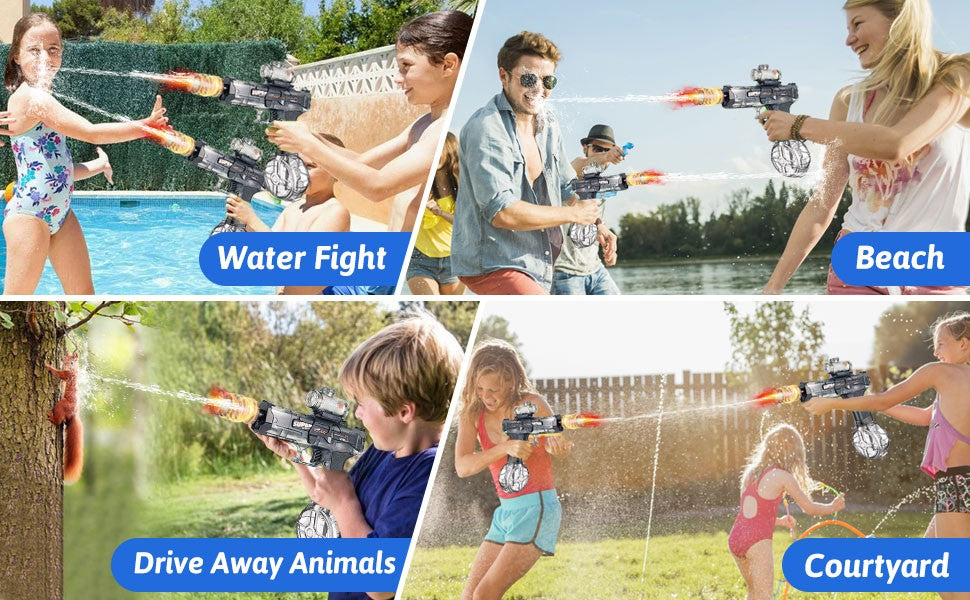 27cm Electric Water Gun Squirt Pistol LED Kids Toy Outdoor Garden Summer Fun UK