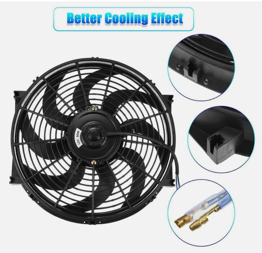 7" inch Slim Electric Radiator Cooling Fan Push/Pull 12V 80W Mounting Universal