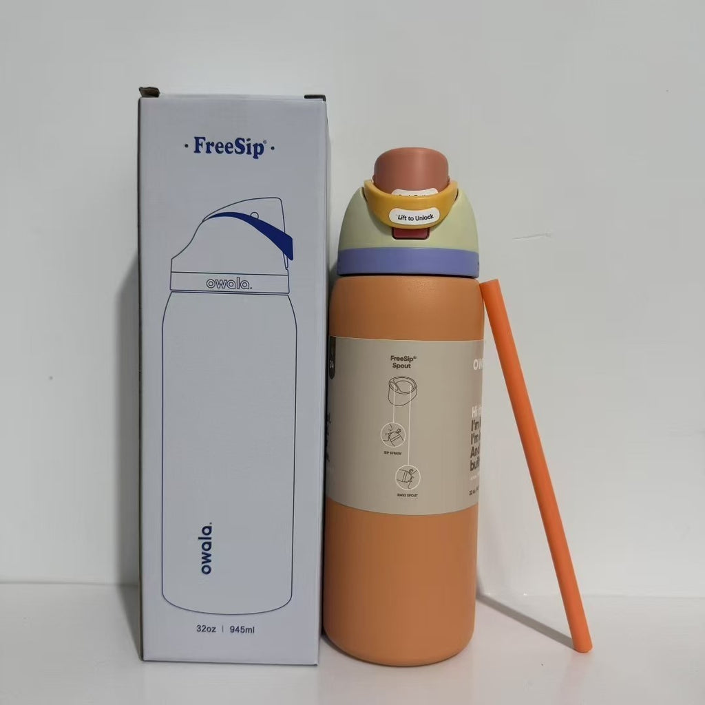 Owala Freesip Water Bottle Stainless Steel 24oz 32oz Multicolor Blue Bow Bottle