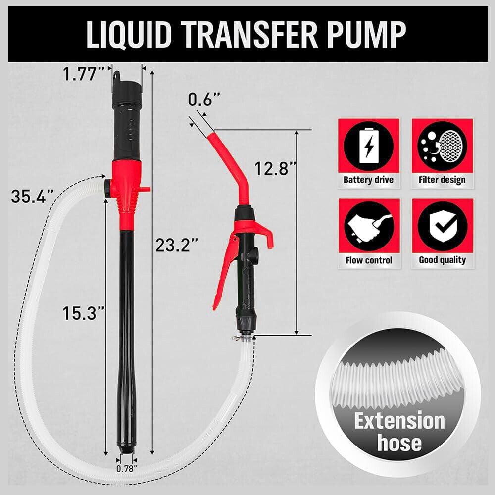Electric Siphon Fuel Oil Water Petrol Liquid Transfer Pump Pipe Battery Operated