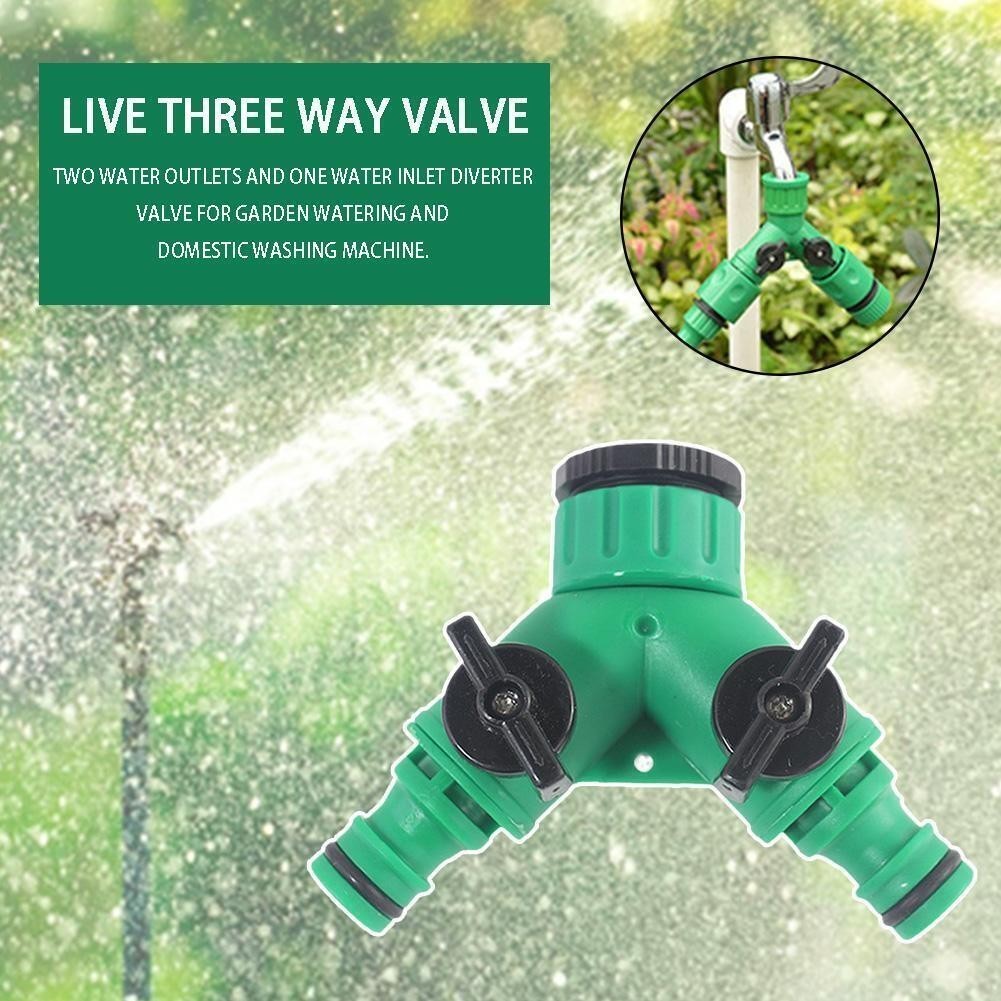 2 Way Double Outside Garden Water Hose Pipe Tap Splitter Dual '' Connector UK