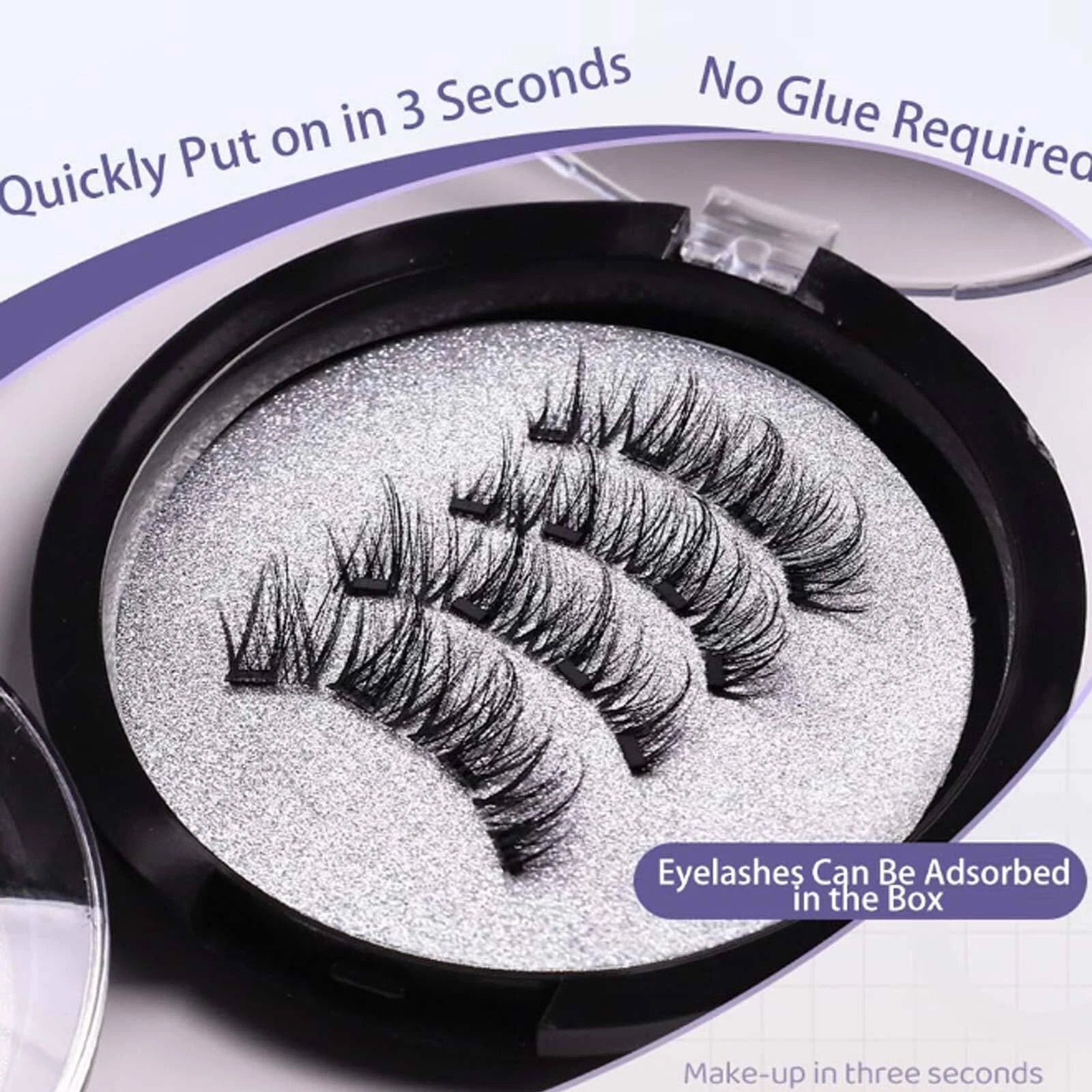 Reusable Natural Magnetic Eyelashes with Applicator No Glue Needed Lashes Kit