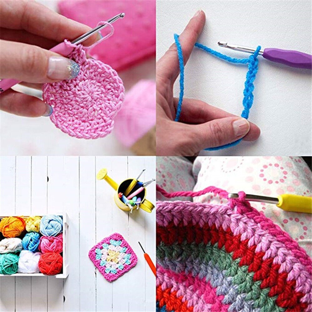 109PCS Crochet Hook Set 5 Rolls Yarn Knitting Needles Kit for Starters beginners