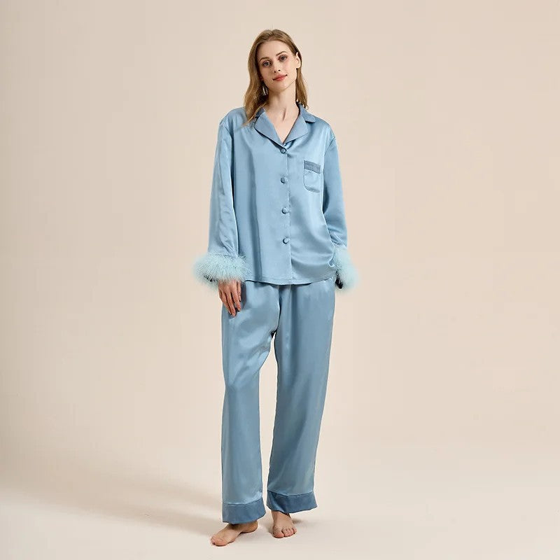 Womens Pajamas Women's Autumn Winter Fleece Thickened Removable Feather Homewear