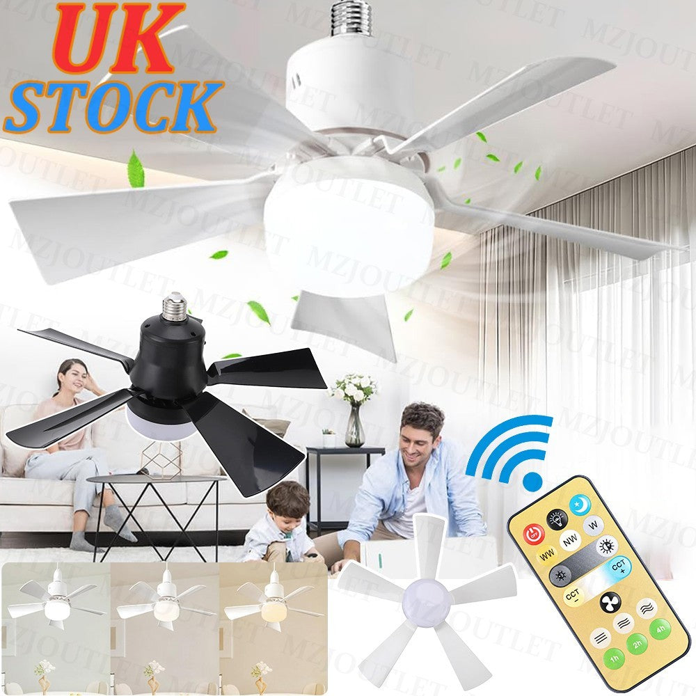 Modern Led Ceiling Fan with Light Dimmable E27 Bedroom Living Room Fan Lamp 30W