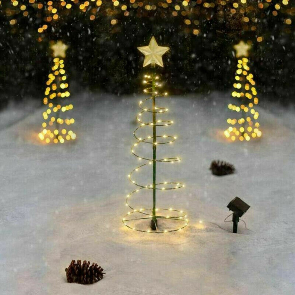 Solar Powered LED Christmas Tree Stake Star Light Outdoor Yard Garden Pathway